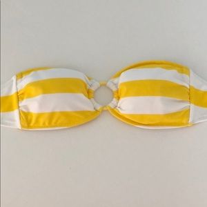 yellow and white aerie strapless bikini top